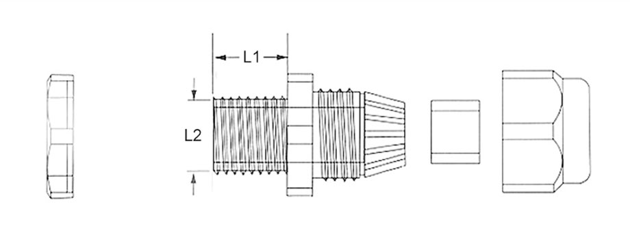 Plastic Cable Gland Long Thread PG