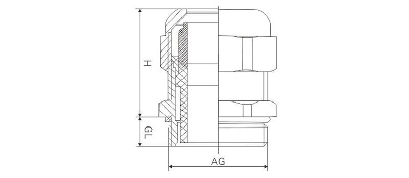 G Thread Brass Cable Gland Outline